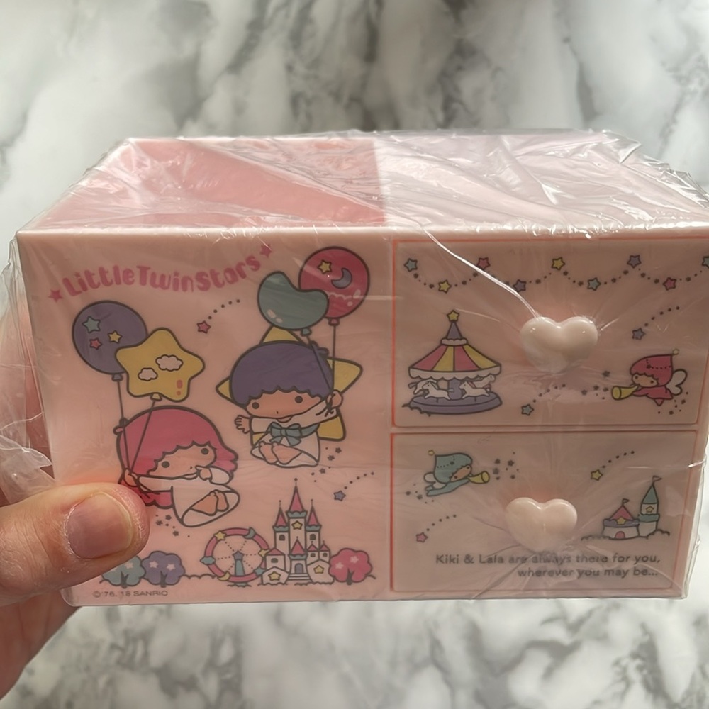 Sanrio NIB Kiki and Lala LITTLE TWIN STARS desk organizer box